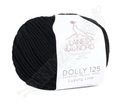 Пряжа Laines Du Nord Dolly 125 - 705 черный 100% меринос экстрафайн 50 г/125 м